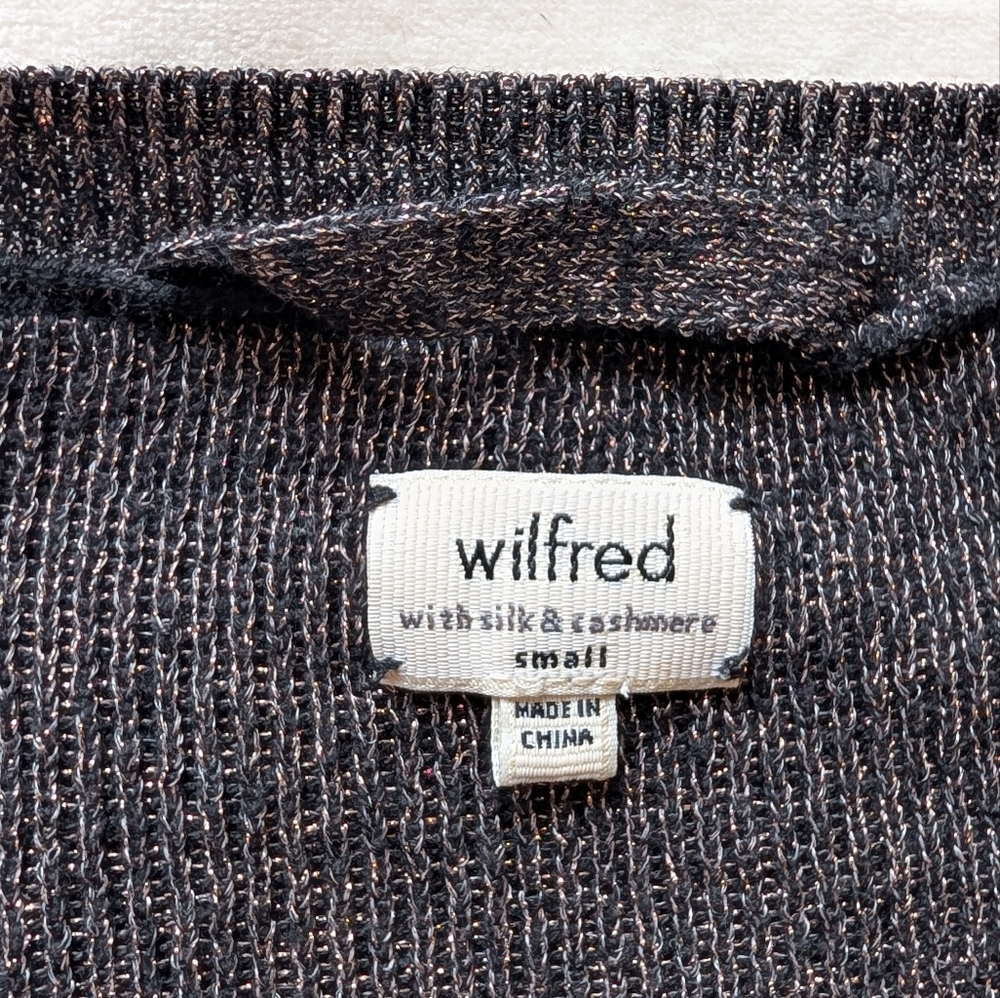 Aritzia Wilfred Women's Sweater Silk Cashmere 3/4 Sleeves Grey Gold Knit Size S - Picture 12 of 14